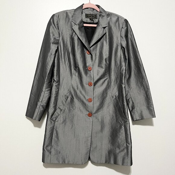 Express Womens Vintage Taffeta Trench Coat 8 Glam Gala Occasion Party New Years - Picture 1 of 10